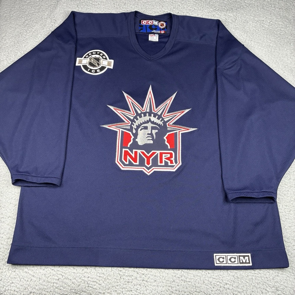 Vintage New York Rangers Jersey Mens XXL Blue CCM Statue Of Liberty NHL